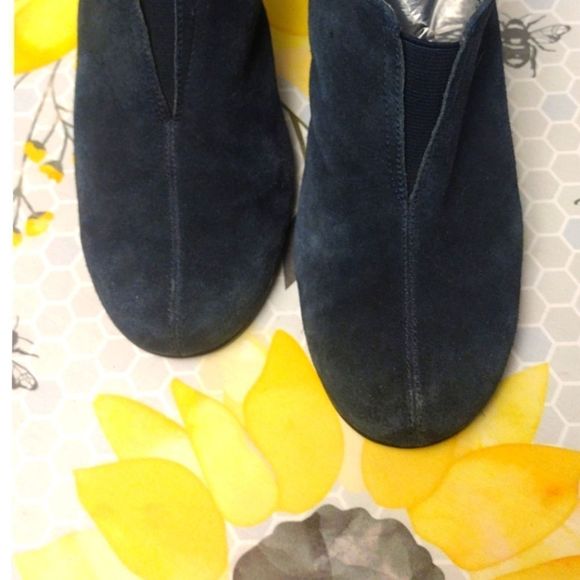 AEROSOLES Sling Back Blue Suede Leather Clog Mules Buckle Chunky Heel Size 9.5 - Picture 2 of 9